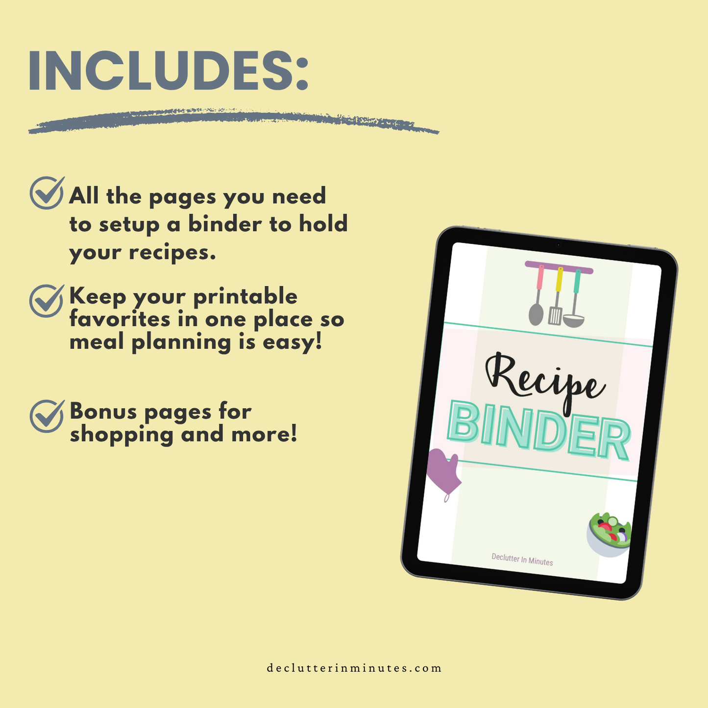 Recipe Binder Organizing Pages
