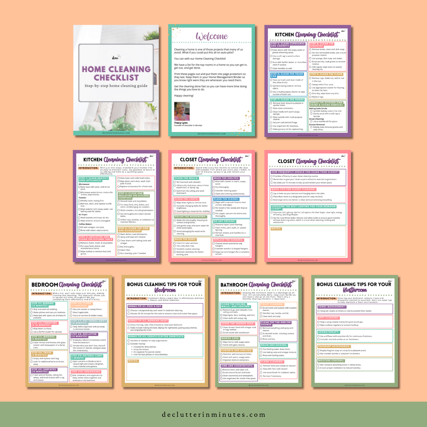 Home Cleaning Checklist Bundle