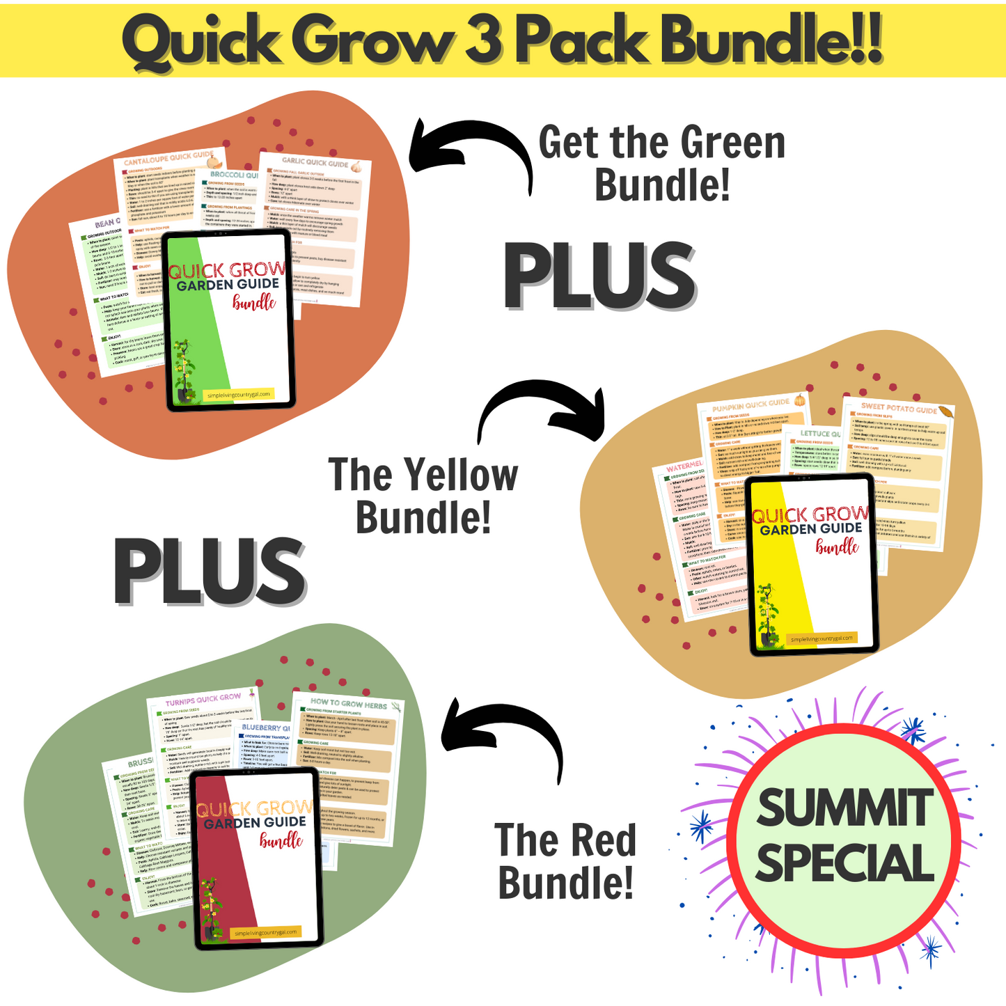 Quick Grow 3-Pack Bundle (Red, Yellow, Green)