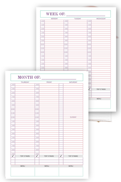 Daily/Weekly Time Block Planner Pages